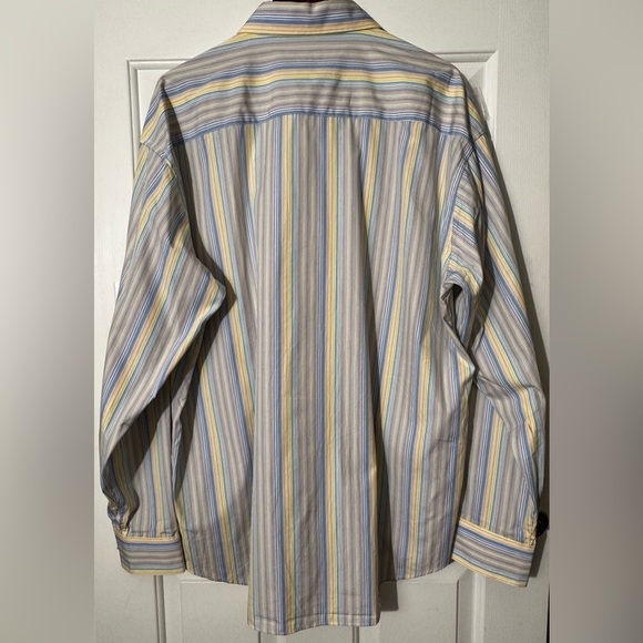 BUGATCHI UOMO XL Pastel Stripe Decorative Vertical Embroidery Spread Collar NICE - Picture 12 of 15